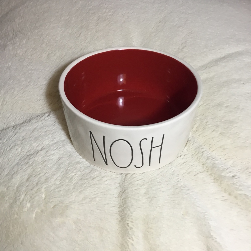 Rae Dunn LL NOSH Red Colored Ceramic Dog Bowl NWT